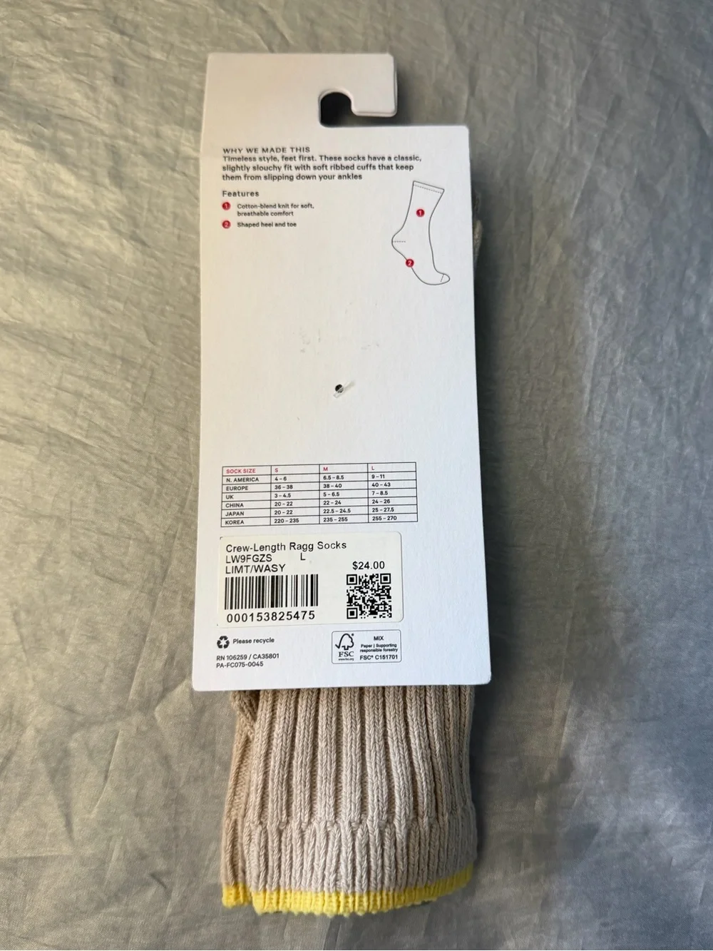 NWT Lululemon Ragg Sock